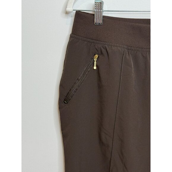 Chico’s Zenergy Pants Womens 1 M Brown Gold Zip Capri Pull On Stretch Athleisure - Picture 16 of 16